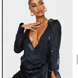 Black satin top